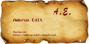 Ambrus Edit névjegykártya